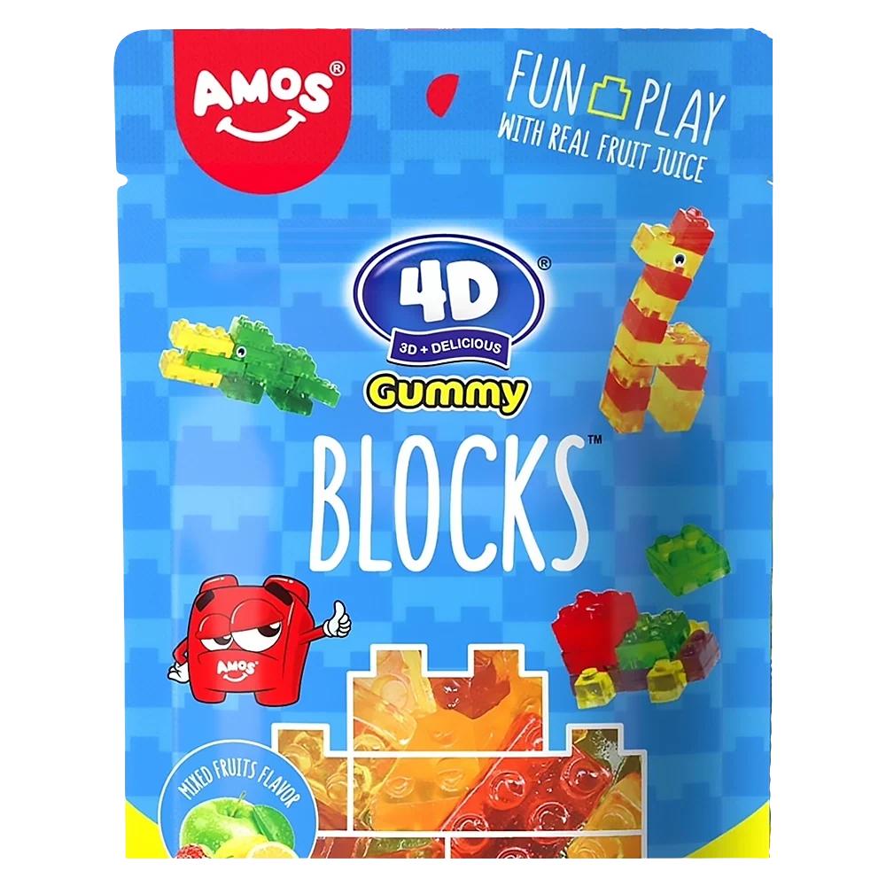 Amos 4D Gummy Blocks Mixed Fruits Flavor 72g