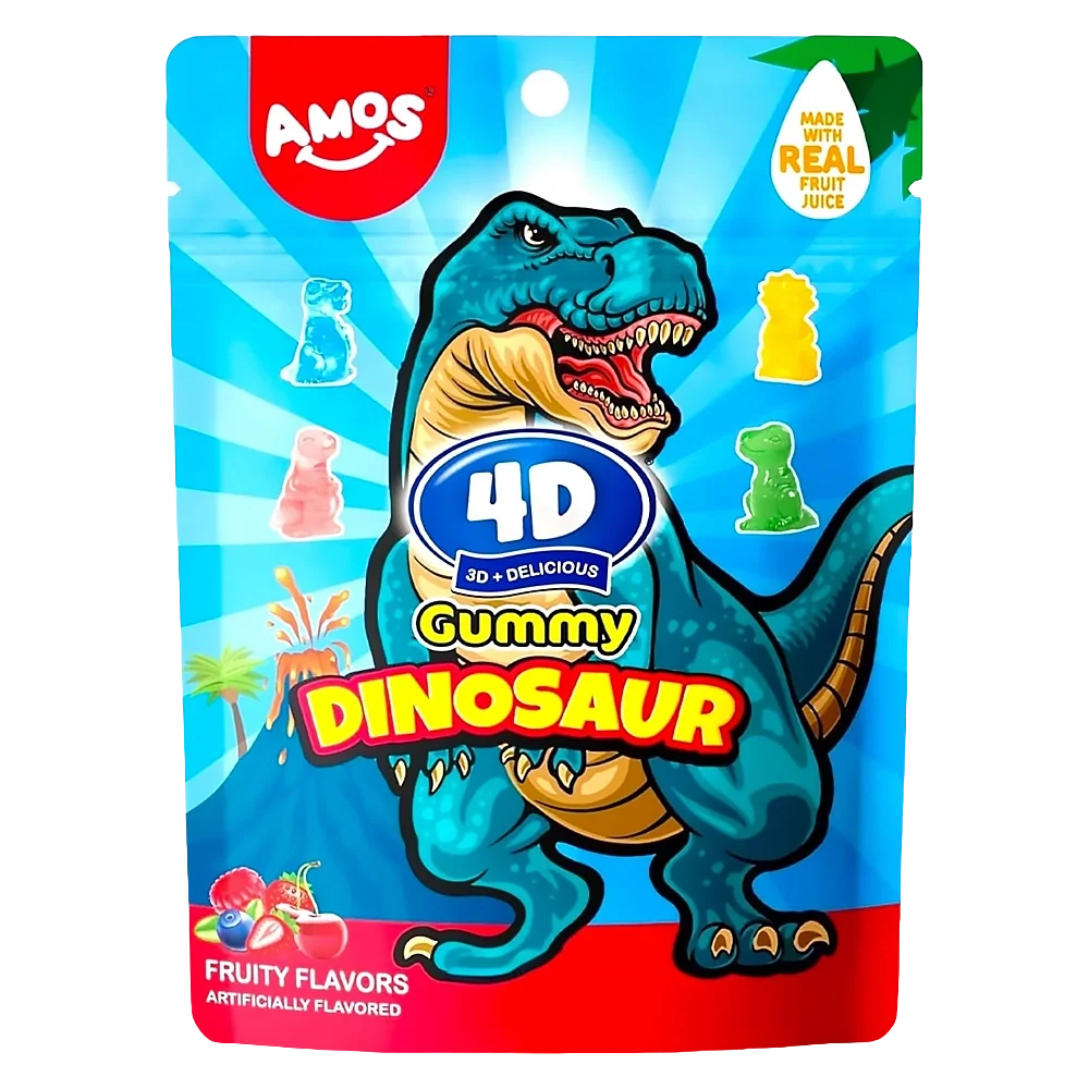 Amos 4D Gummy Dinosaur Fruity Flavor 65g
