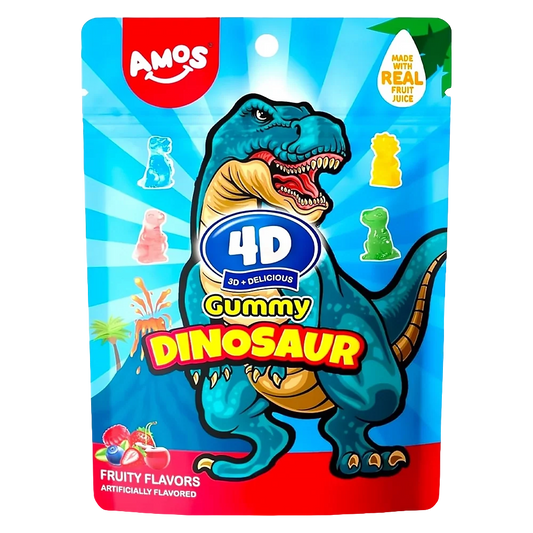 Amos 4D Gummy Dinosaur Fruity Flavor 65g