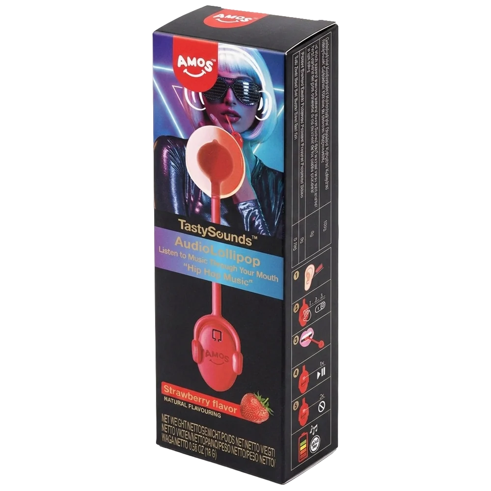 Amos TastySounds Lollipop Strawberry - Hip Hop Music 12g