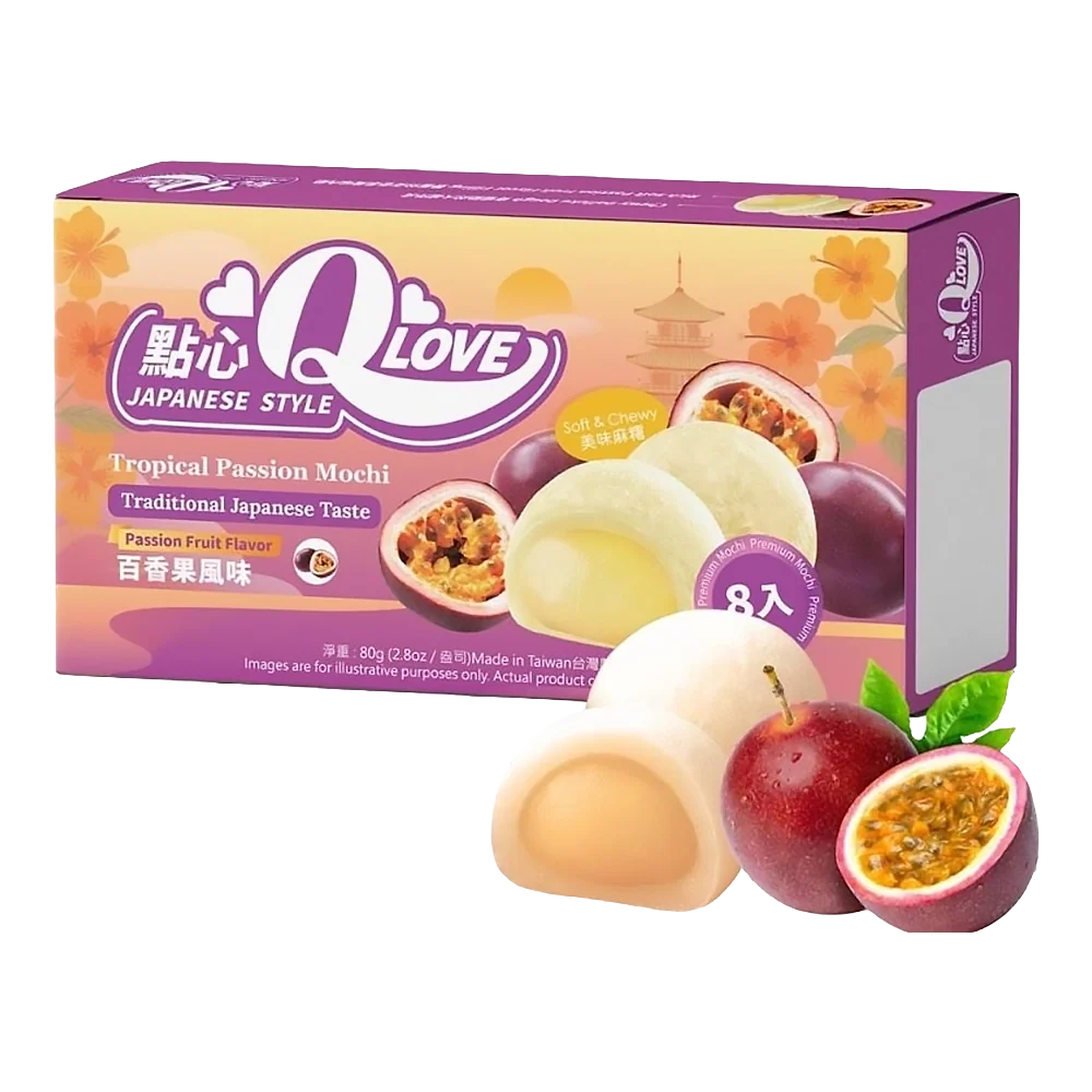 QLove Passion Fruit Premium Filling Mini Mochi 80g TWN